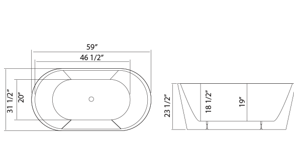 Milan Bathtub 59" X 31 1/2"