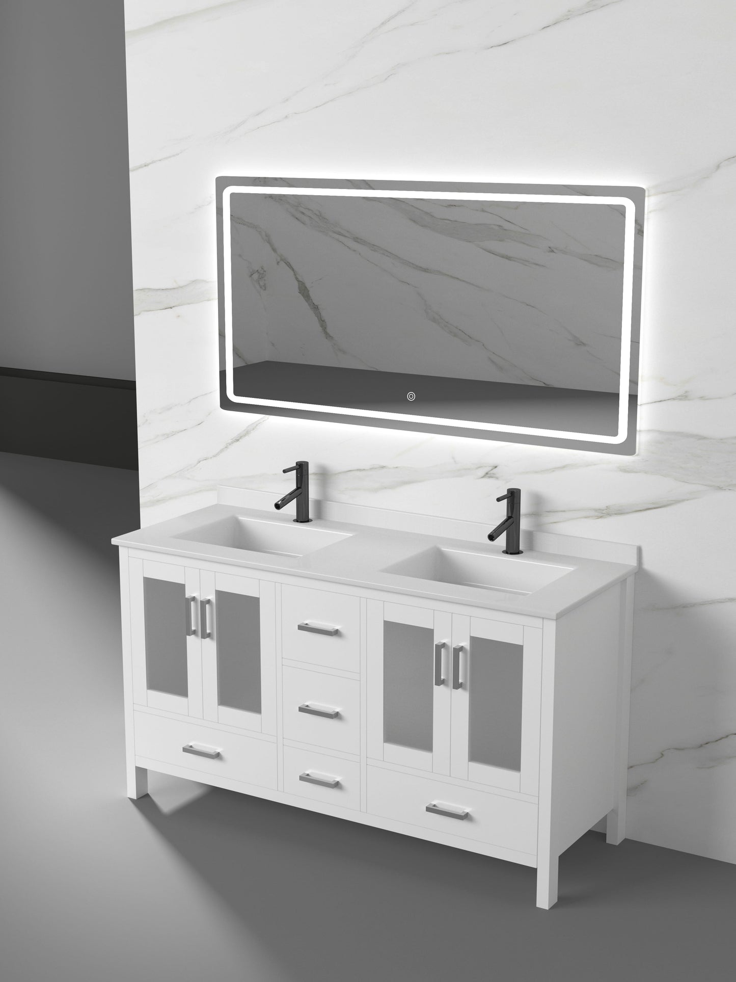 Barcelona Collection V2-60" Double Sink