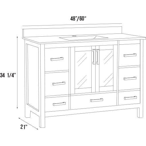 Barcelona Collection V2-60" Single Sink