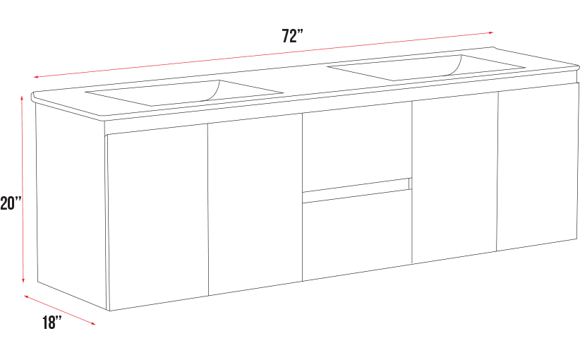 Madrid Collection W6-72" Double Sink